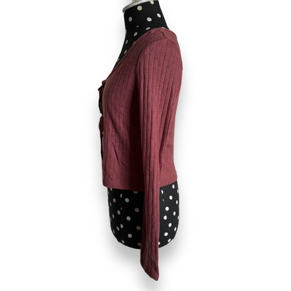 Self Esteem Womens Cardigan Sz S‎ Rose Brown Pointelle Double Tie Y2K NEW 90s - Picture 6 of 9